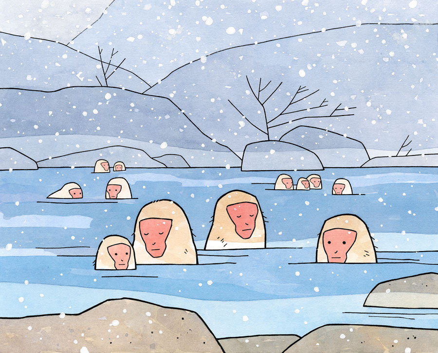 Japanese Snow Monkeys illustration