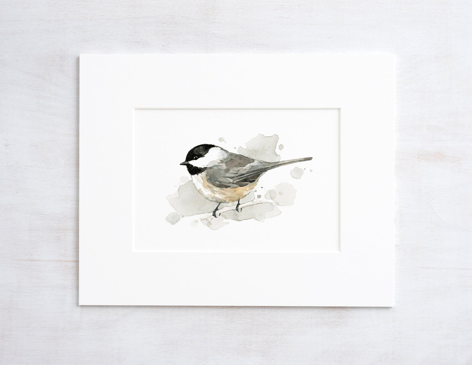 Chickadee Watercolor Painting, Spring Bird Print, Backyard Birdwatcher