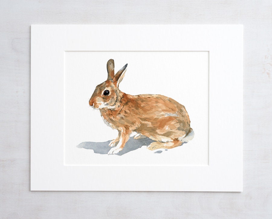 Wild Rabbit Watercolor Print, Nature Wildlife Art, Modern Farmhouse Wall Decor