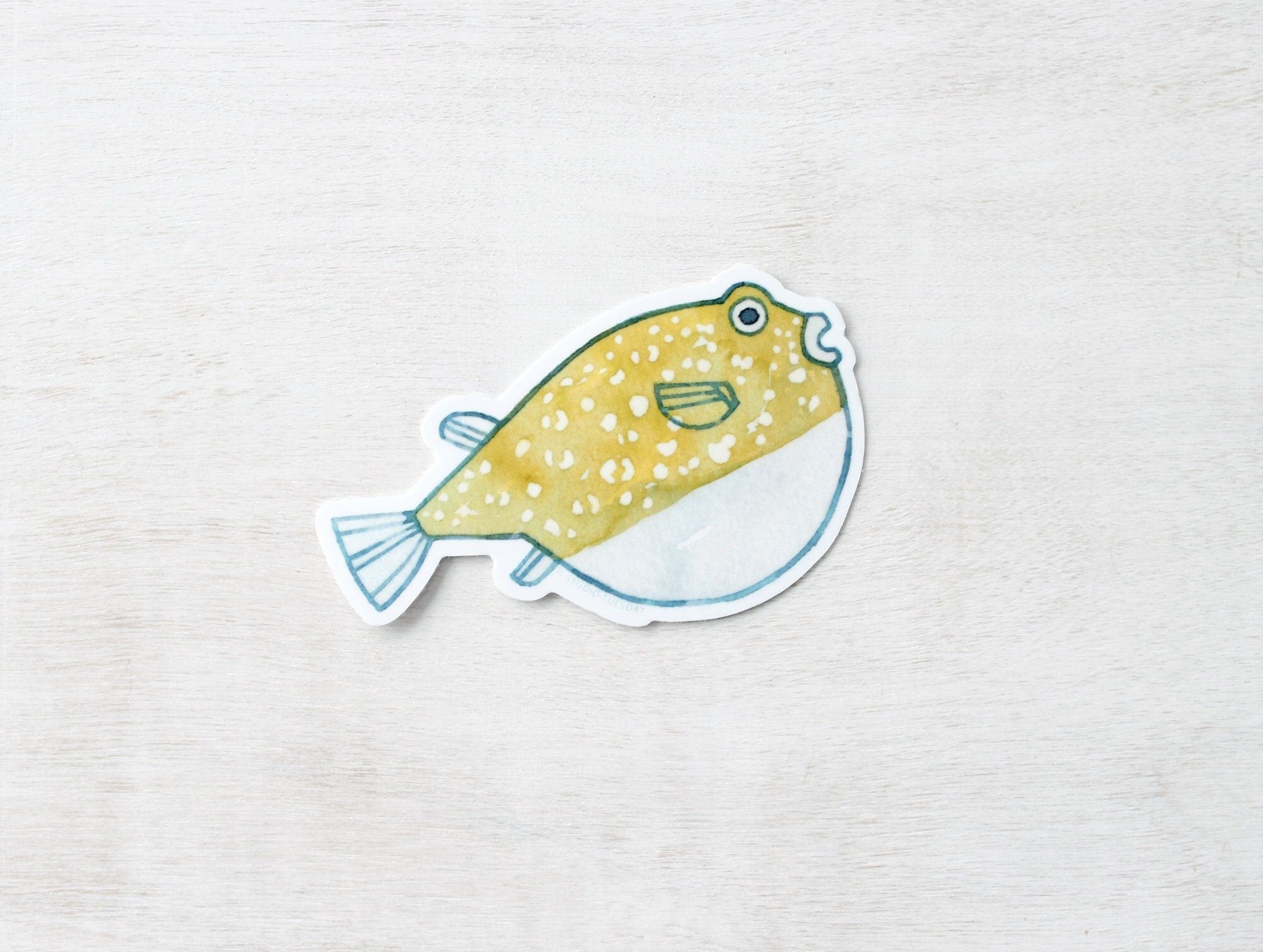 Pufferfish Sticker, Ocean Animal Laptop Sticker, Waterproof Vinyl Art Sticker Decal