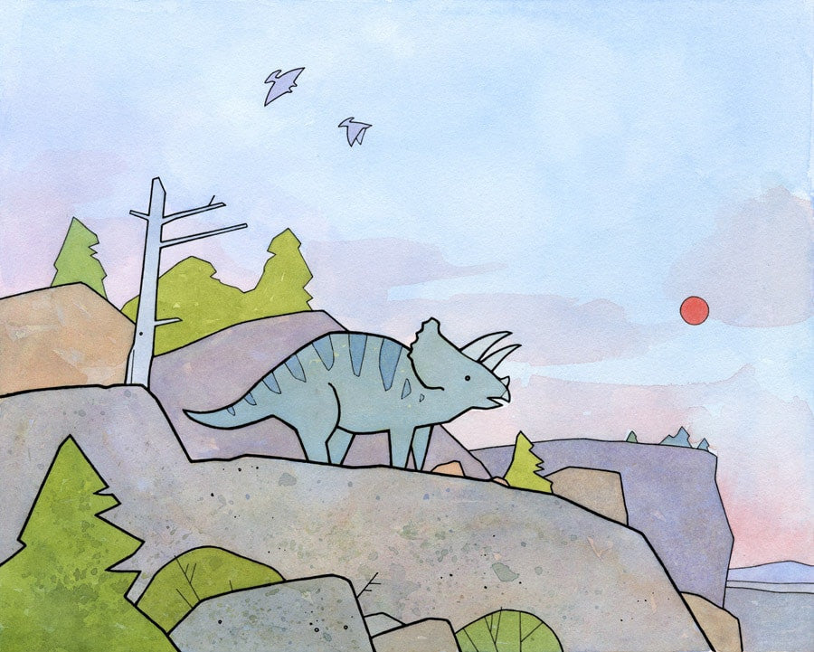 Dinosaur Illustration Series: Triceratops Drawing