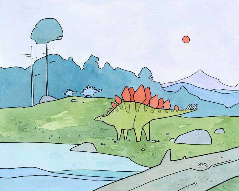 Dinosaur illustration series: Stegosaurus Art Print