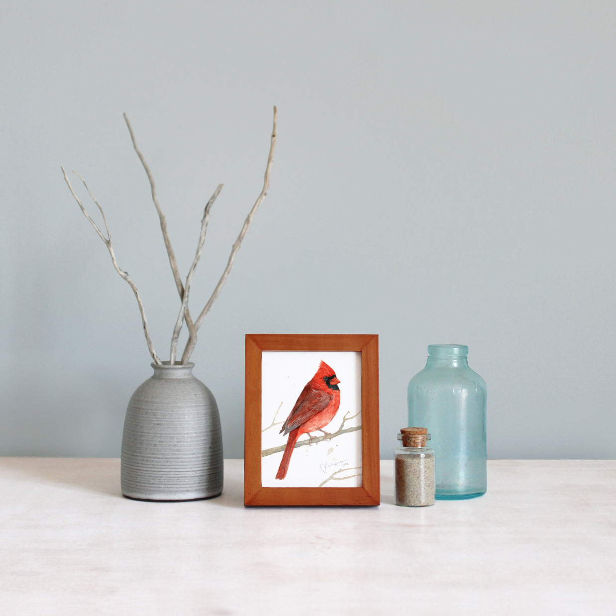 Framed Mini Male Cardinal Print