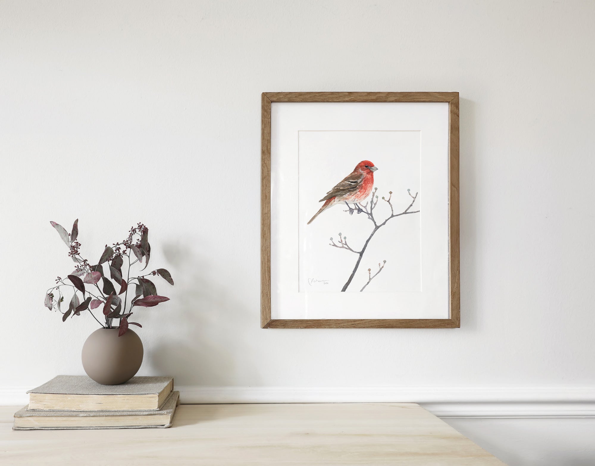 House Finch Bird Watercolor Print Backyard Bird Painting Wall Art