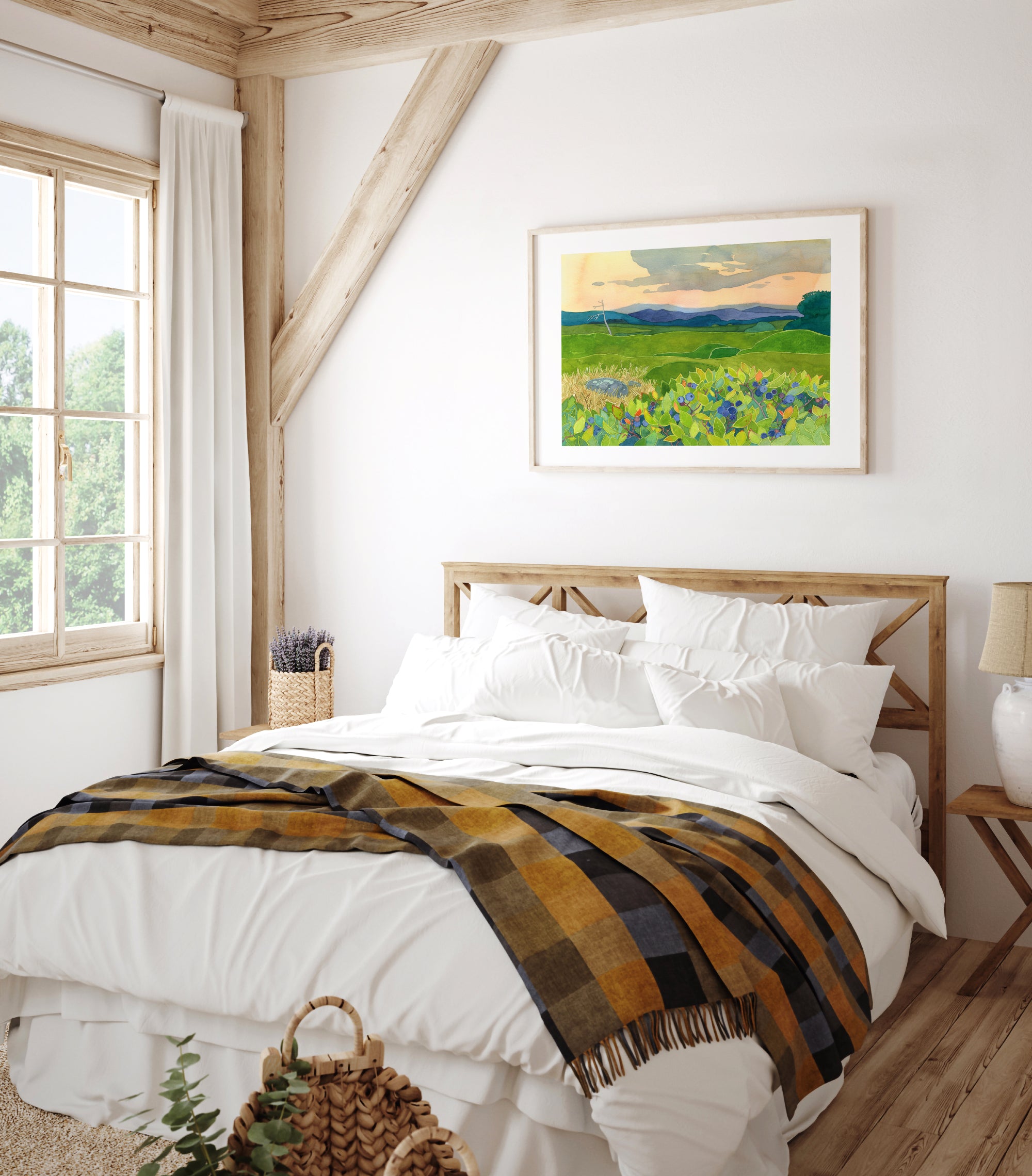 Wild Blueberries Landscape Painting Watercolor Print