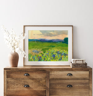Wild Blueberries Landscape Painting Watercolor Print