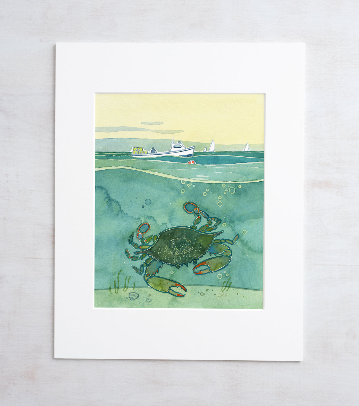 Blue Crab Print Fishing Boat Print
