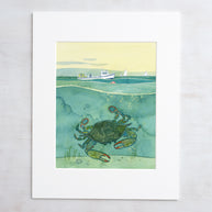 Blue Crab Print Fishing Boat Print