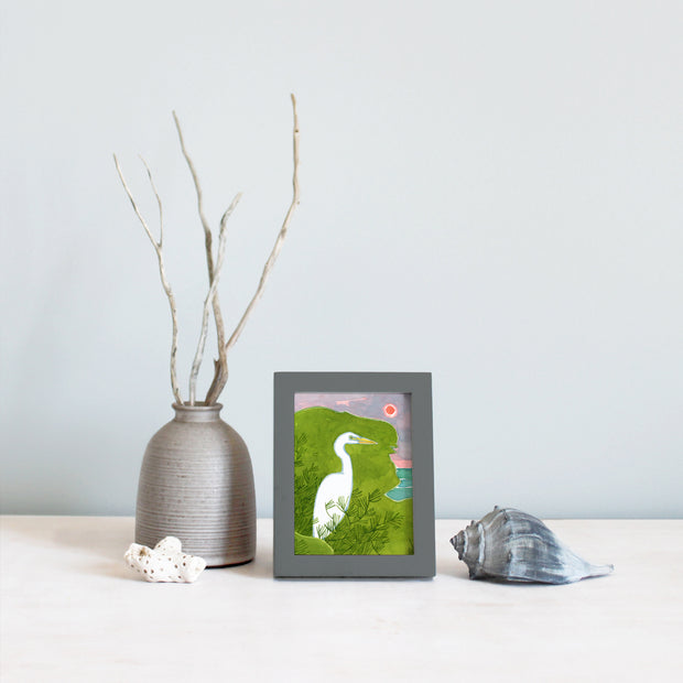 Framed Mini Egret Watercolor Print