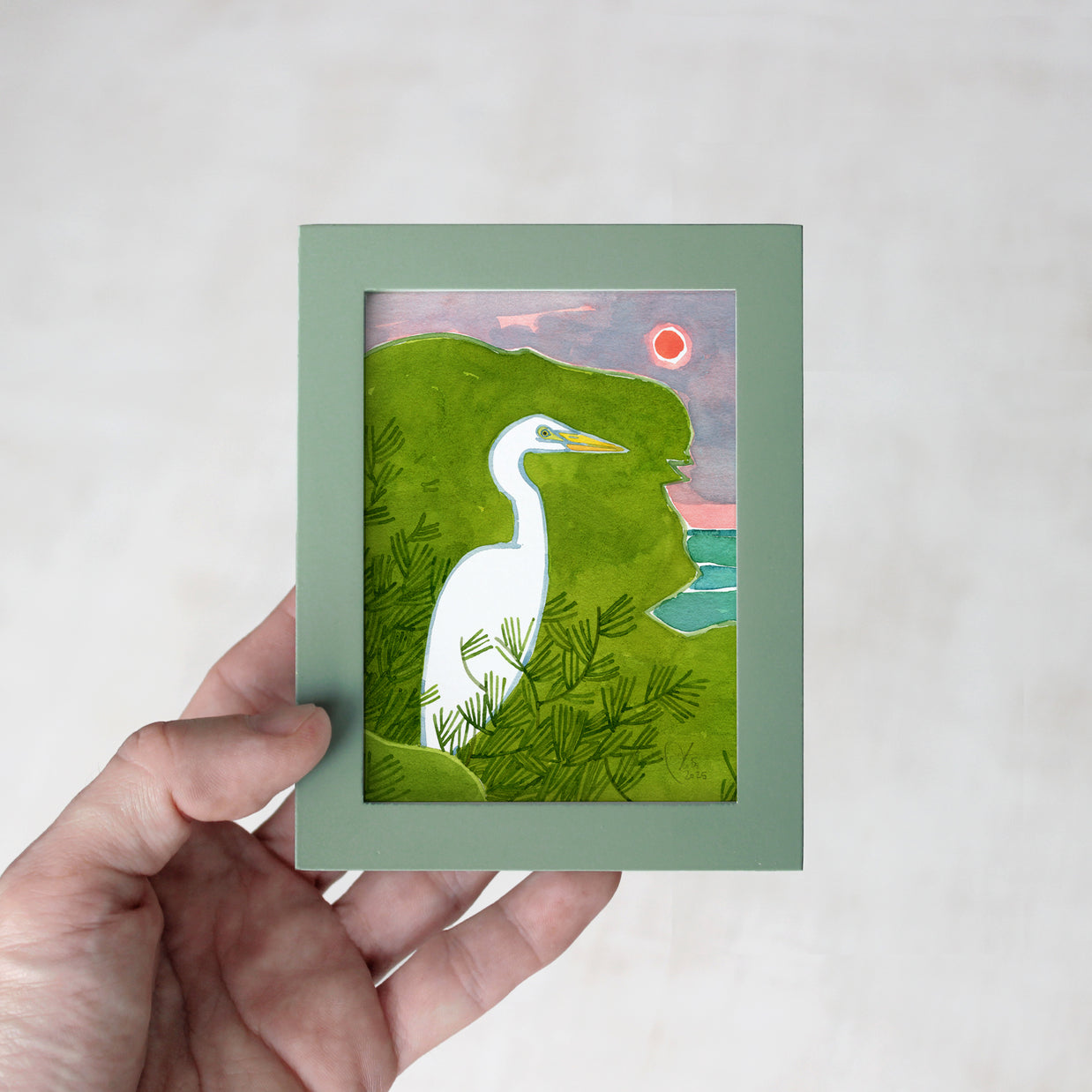 Framed Mini Egret Watercolor Print