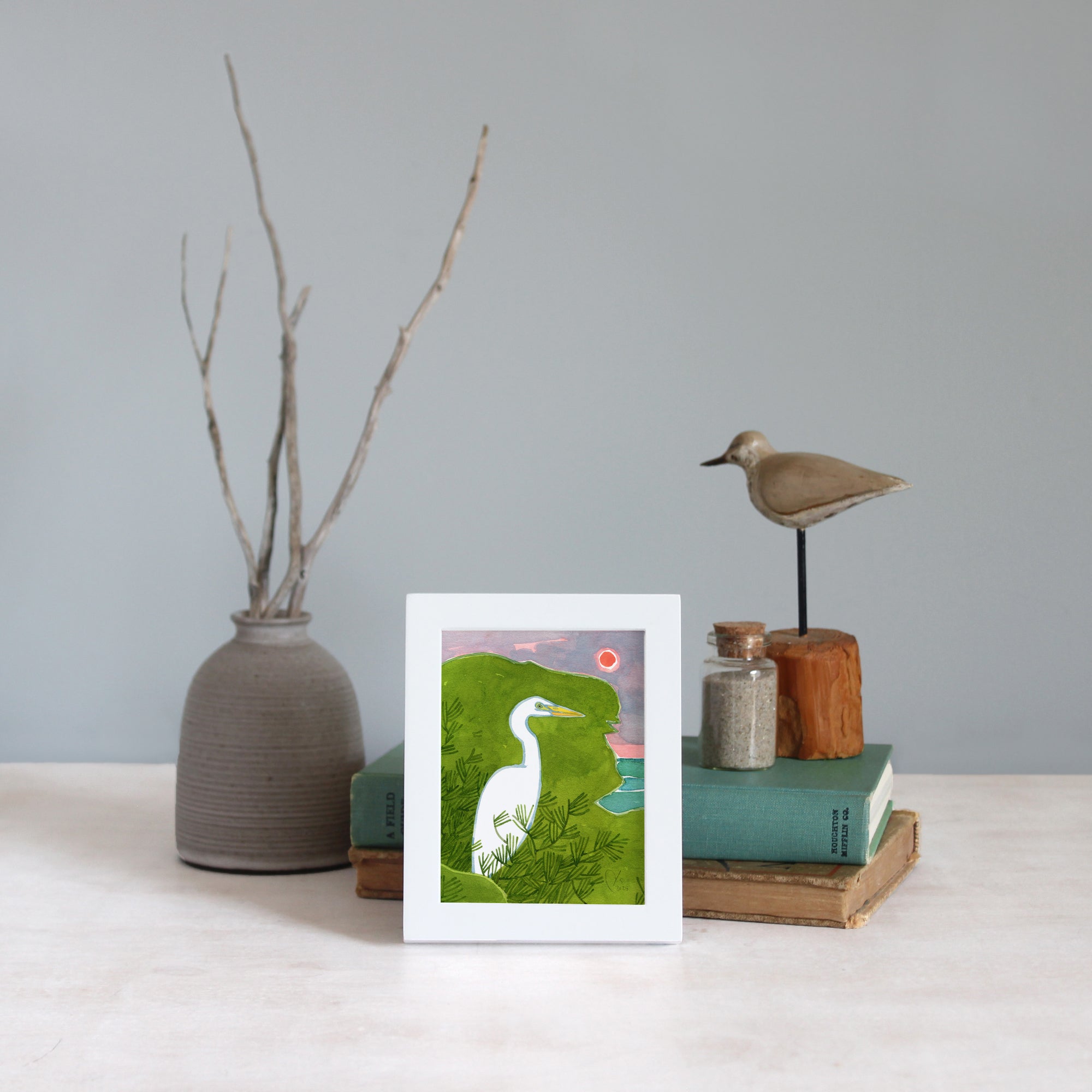 Framed Mini Egret Watercolor Print