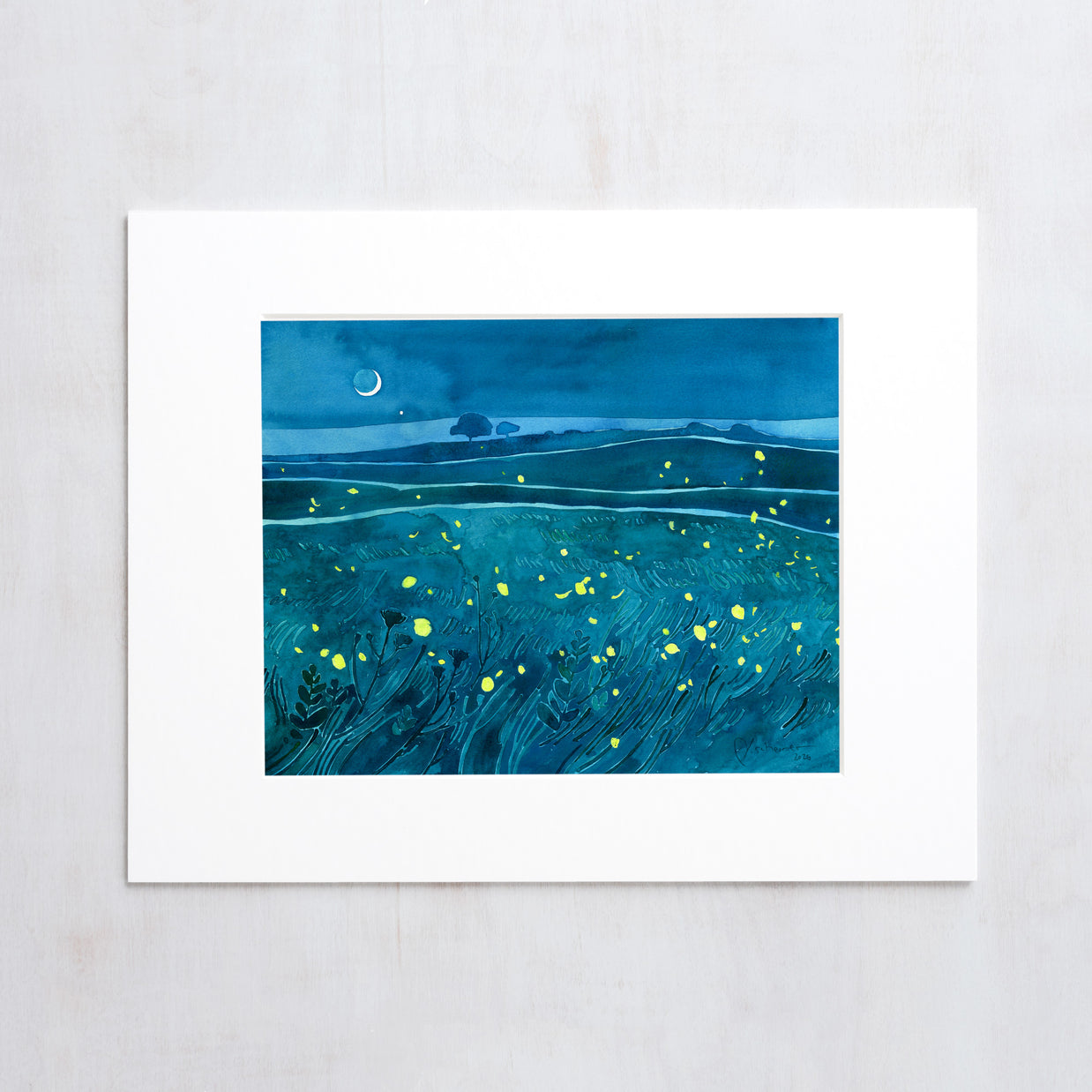 Fireflies Night Meadow Print