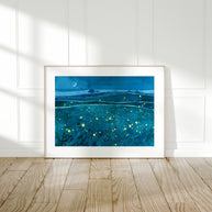 Fireflies Night Meadow Print