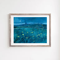 Fireflies Night Meadow Print