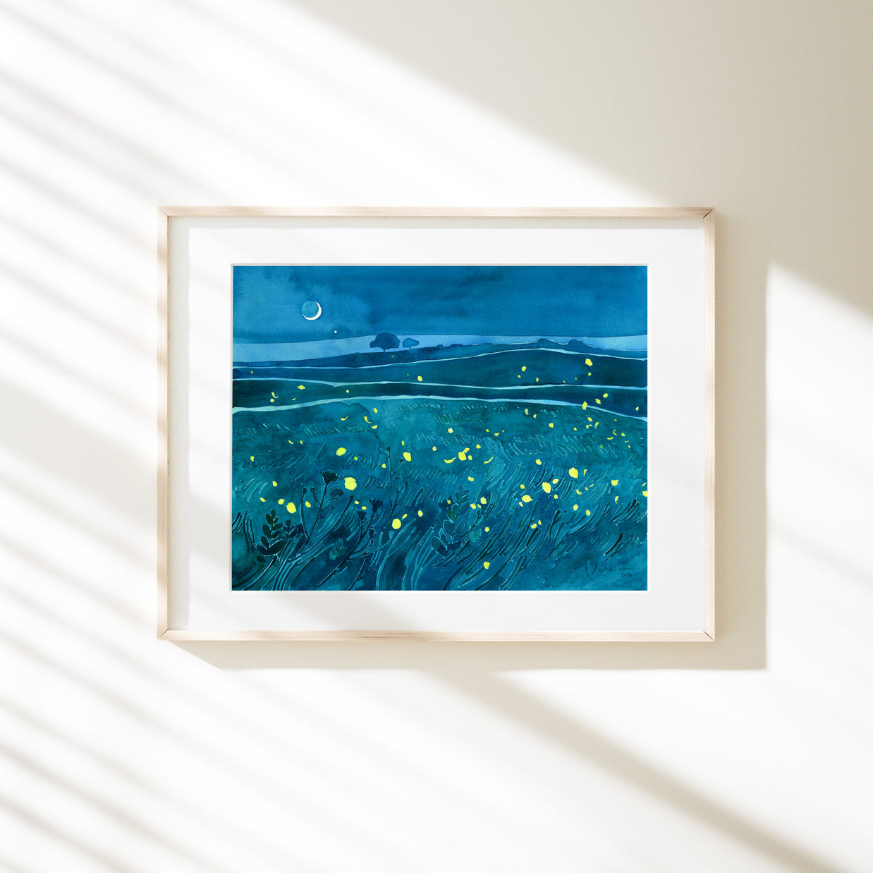 Fireflies Night Meadow Print