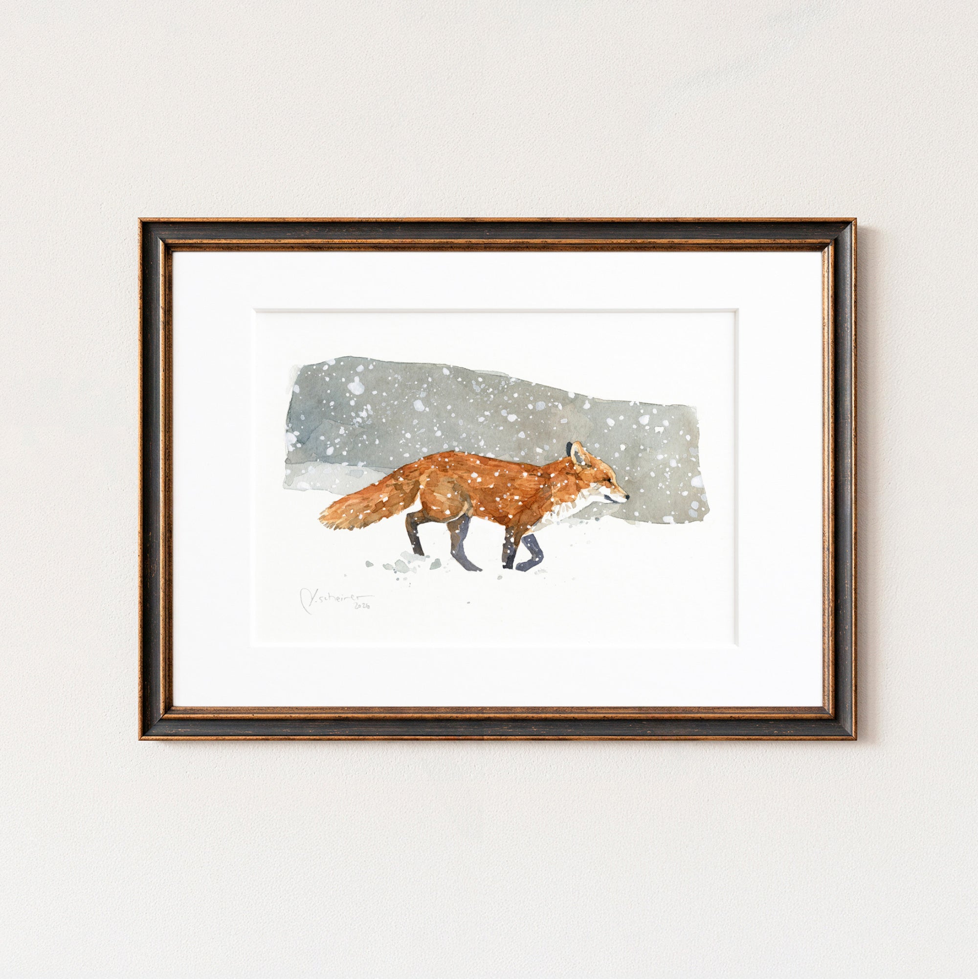 Red Fox in Snow Print