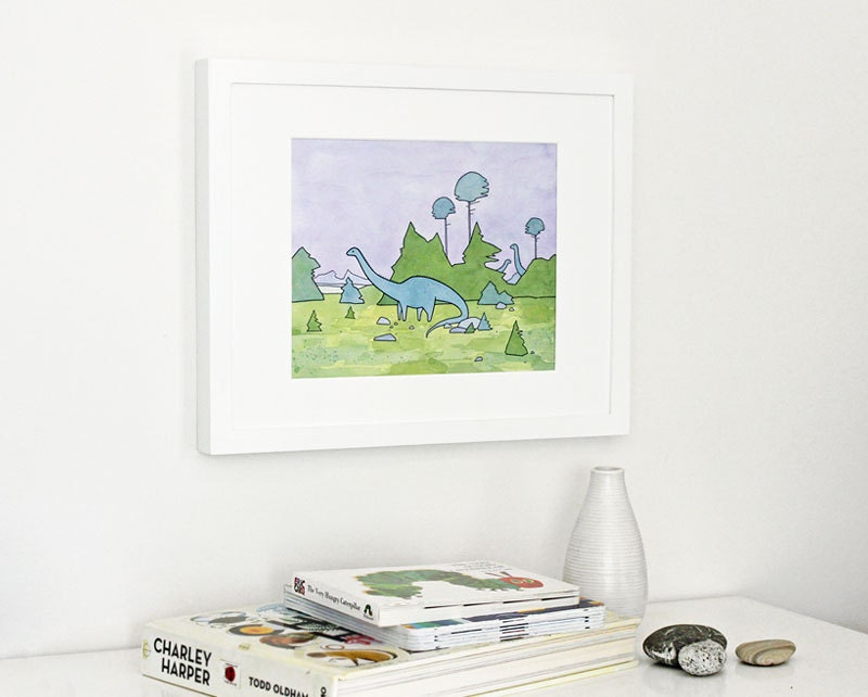 Diplodocus Dinosaur Nursery Print