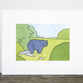 Black Bear Art Print: Whimsical Woodland Decor