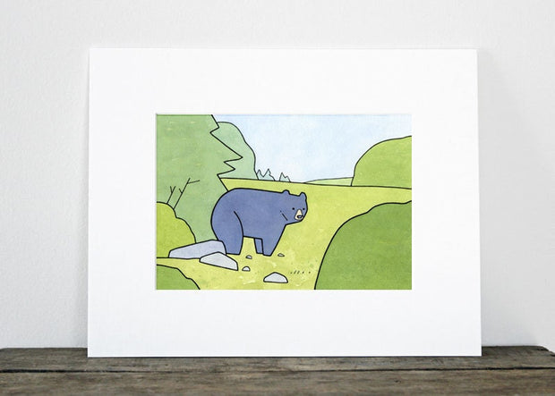 Black Bear Art Print: Whimsical Woodland Decor