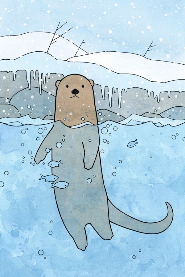 River Otter Winter Card