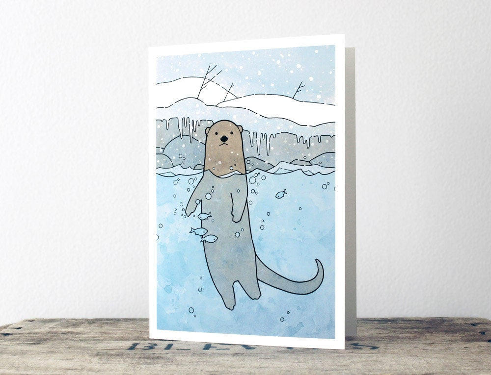 River Otter Winter Card