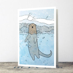 River Otter Winter Card