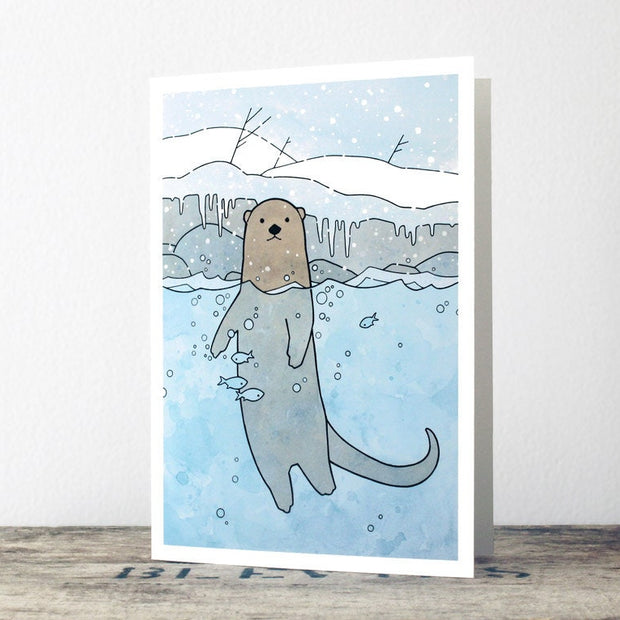 River Otter Winter Card