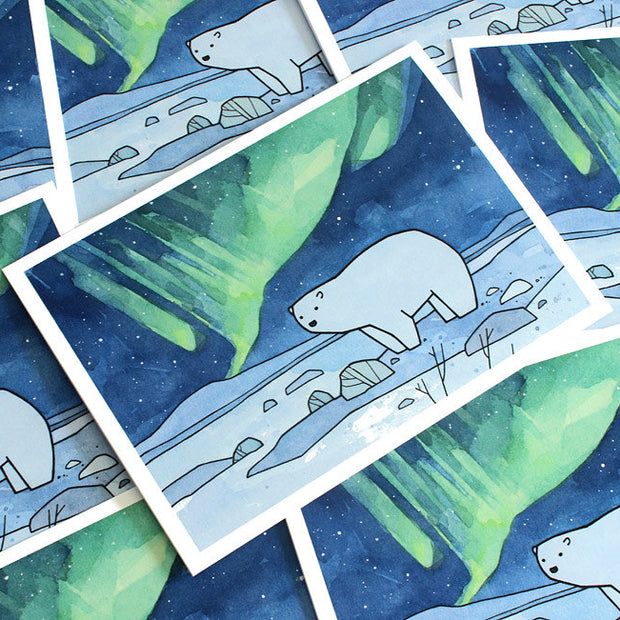 Polar Bear and Northern Lights Card Set