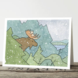 Moose in Snow Card Set