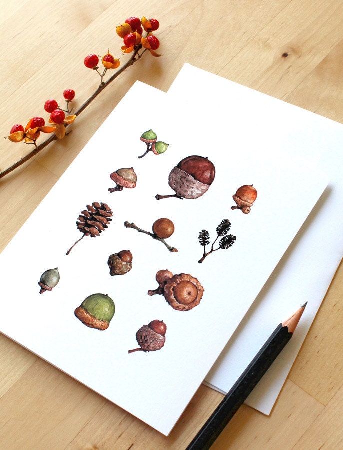 Acorns Watercolor Notecard Set