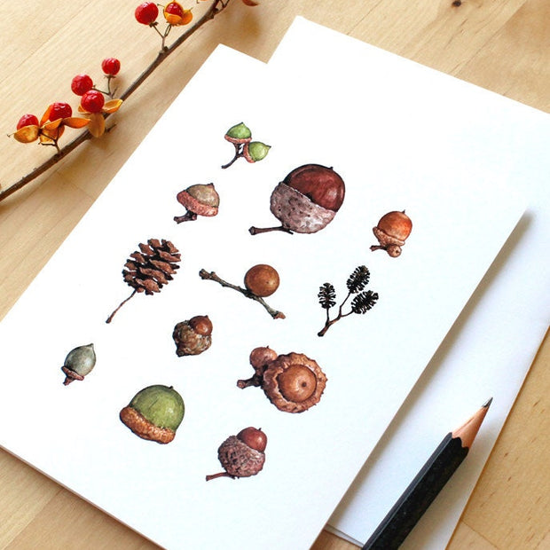 Acorns Watercolor Notecard Set