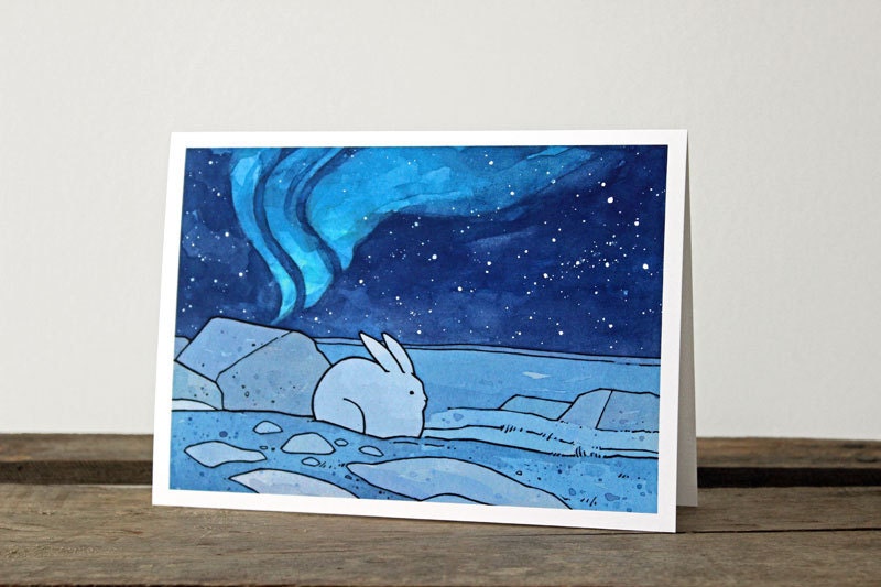 Snowshoe Hare & Northern Lights Card Set