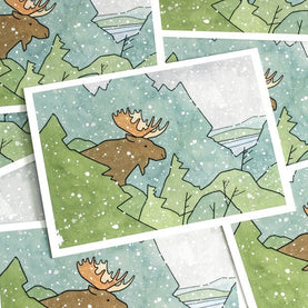 Moose in Snow Card Set