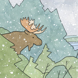 Moose in Snow Card Set