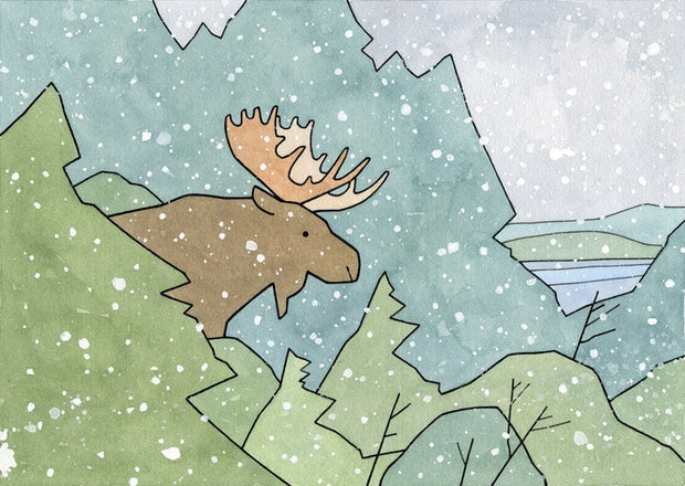 Moose in Snow Card