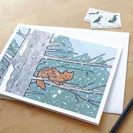 Pine Marten Winter Card
