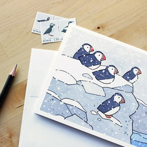Puffins in Snow Card Set