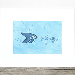 Diving Puffin Watercolor Art Print