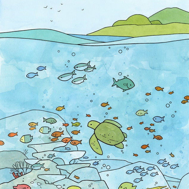 Sea Turtle Coral Reef Print