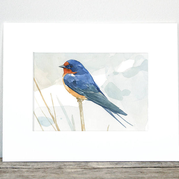 Barn Swallow Print Rustic Bird Art Watercolor Painting