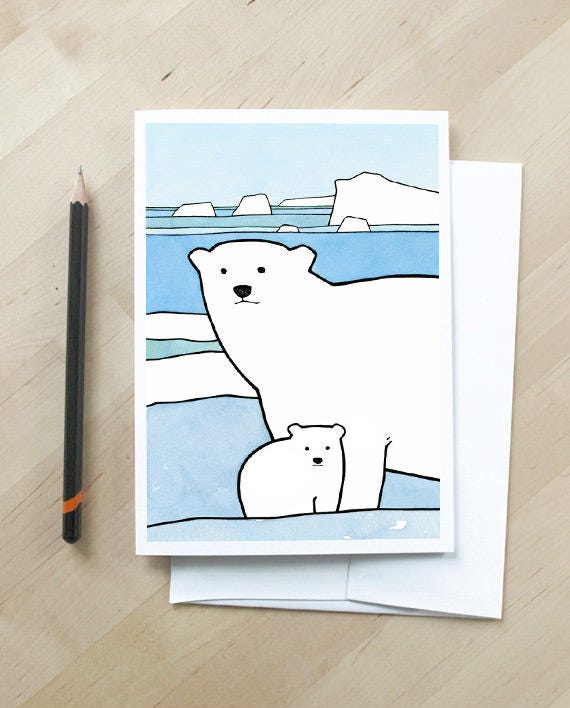Baby Polar Bear Illustration Card