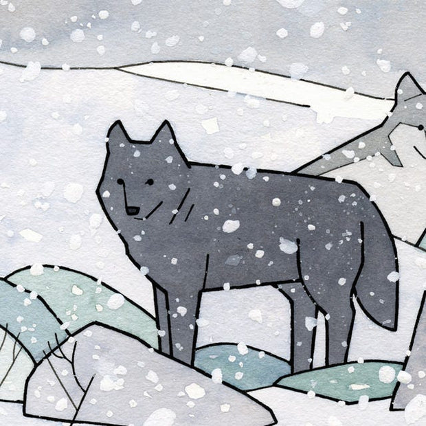 Wolf Pack Watercolor Art Print: Graphic Animal Room Decor