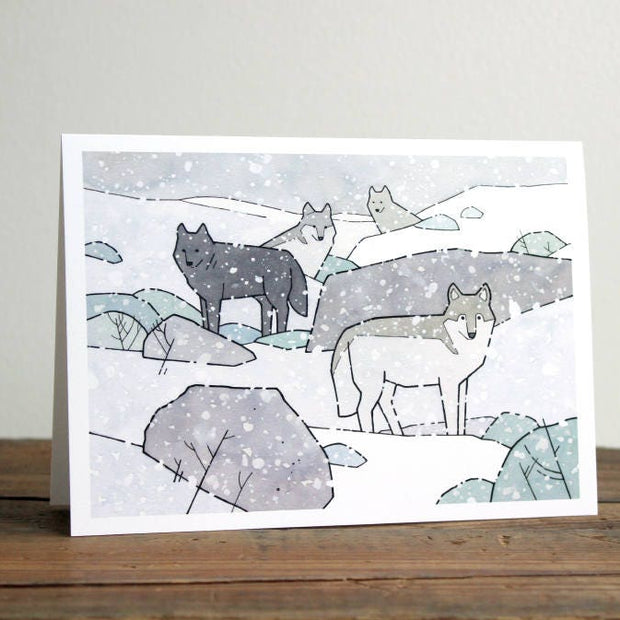 Wolf Pack in Snow Card