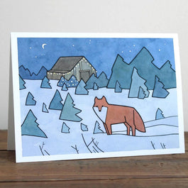 Red Fox Christmas Tree Farm Card Set