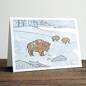 Bison in Snow Card Set