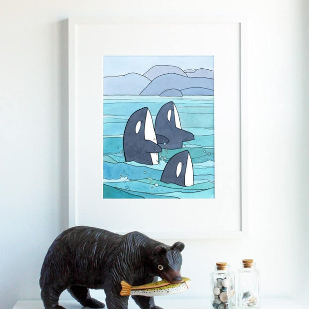 Orcas Spyhopping Print