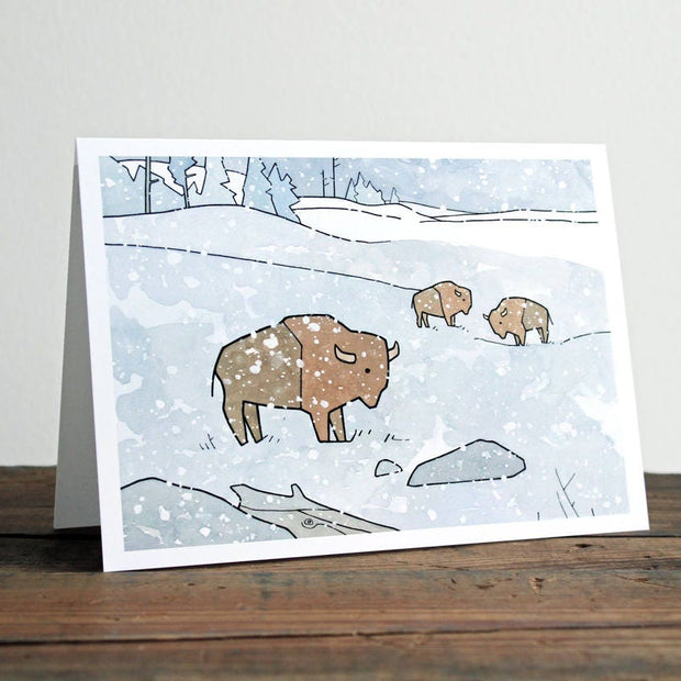 Bison Holiday Card Winter Wildlife Christmas Card