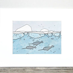 Narwhal Swimming Print