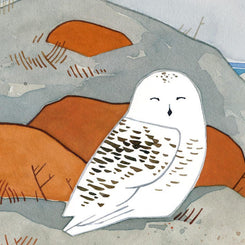 Snowy Owl Winter Beach Print