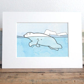Swimming Polar Bear Print